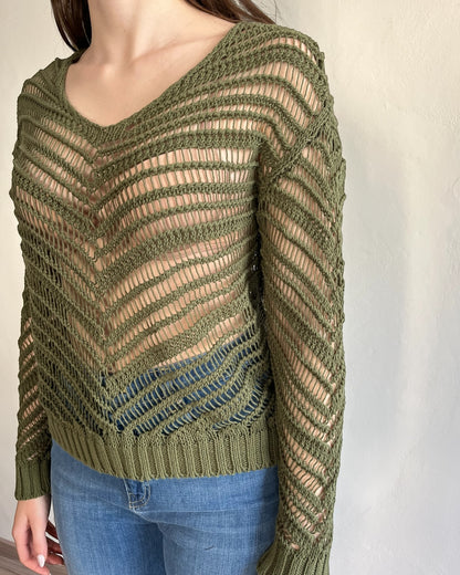 Maglia crochet scollo V manica lunga art. 3AB3023 VICOLO