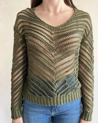 Maglia crochet scollo V manica lunga art. 3AB3023 VICOLO