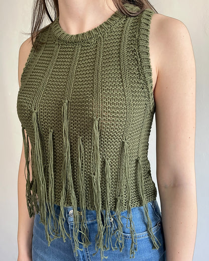 Top in maglia con frange art. 3AB3024 VICOLO