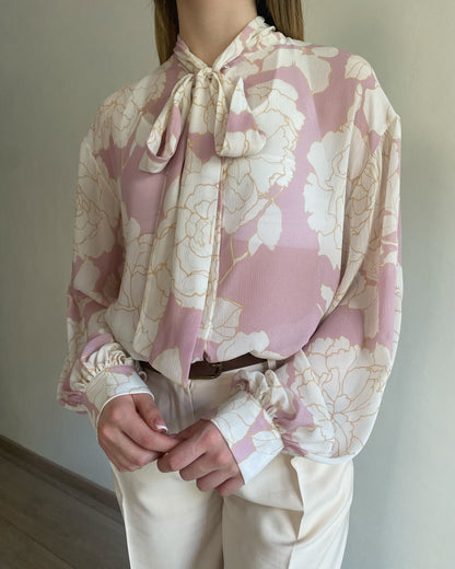 Camicia floreale con fiocco art. S25C076 CAMP TENSIONE IN