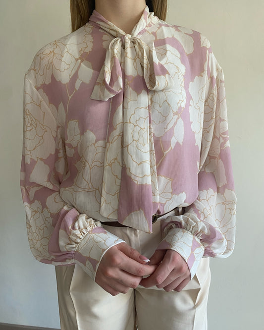 Camicia floreale con fiocco art. S25C076 CAMP TENSIONE IN
