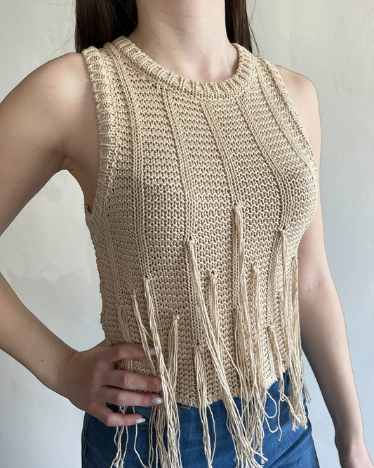 Top in maglia con frange art. 3AB3024 VICOLO
