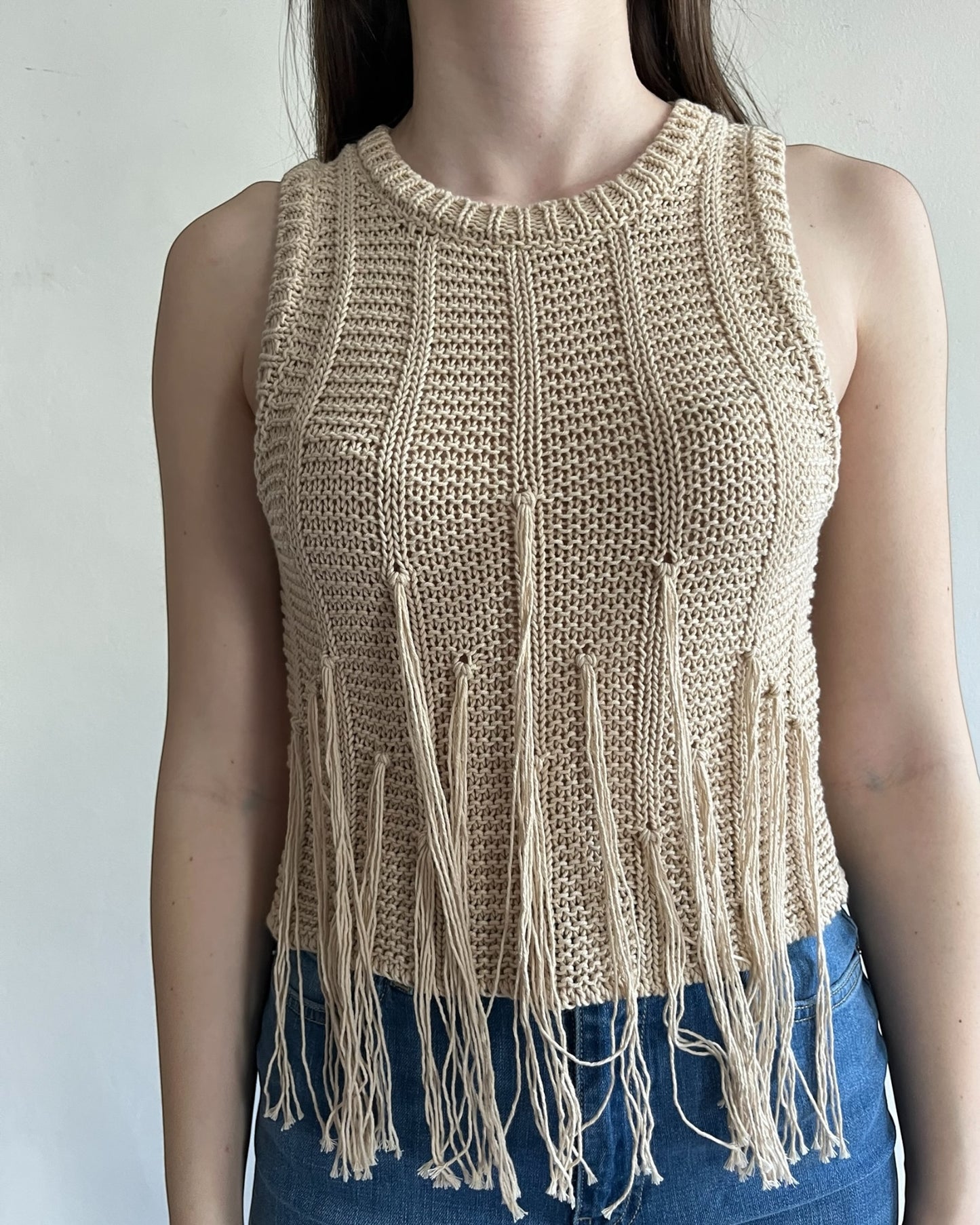 Top in maglia con frange art. 3AB3024 VICOLO