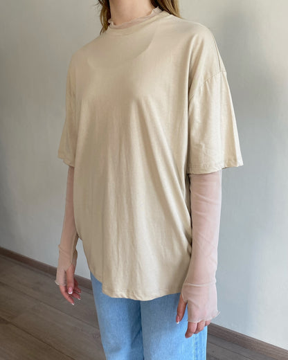 T-shirt con manica tulle art. UD0151 VICOLO