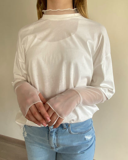 T-shirt con manica tulle art. UD0151 VICOLO