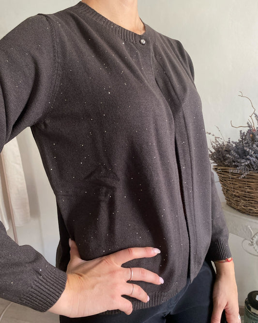 Cardigan corto con micro paillettes art.L129YBF AZALEA Lola di Sandro ferrone
