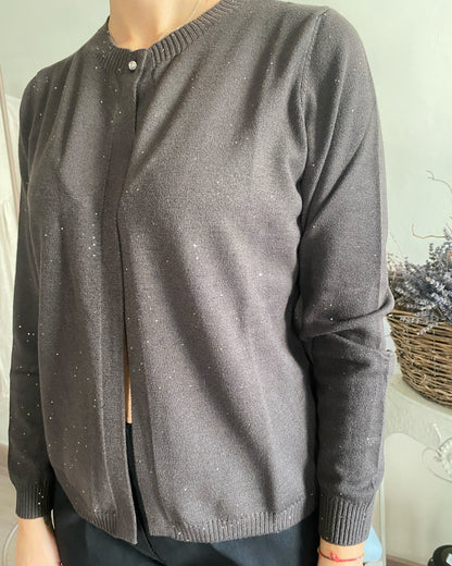 Cardigan corto con micro paillettes art.L129YBF AZALEA Lola di Sandro ferrone