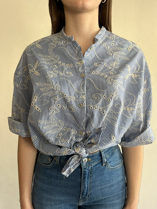 Camicia coreana righe con ricami art. MC93-908B CHEAP&CHIC