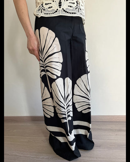 Pantalone con stampe foglie art. PDISWCNA DIXIE
