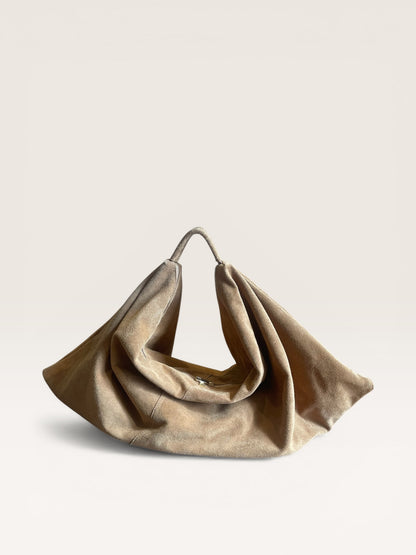 Borsa scamosciata a mano in vera pelle
