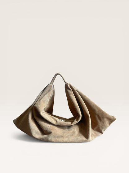 Borsa scamosciata a mano in vera pelle