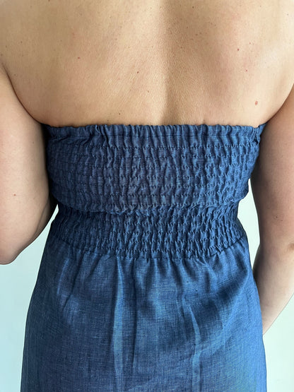 Abito con punto smock dietro art. BLUE CENTOLINO