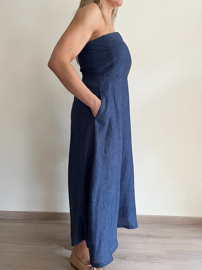 Abito con punto smock dietro art. BLUE CENTOLINO