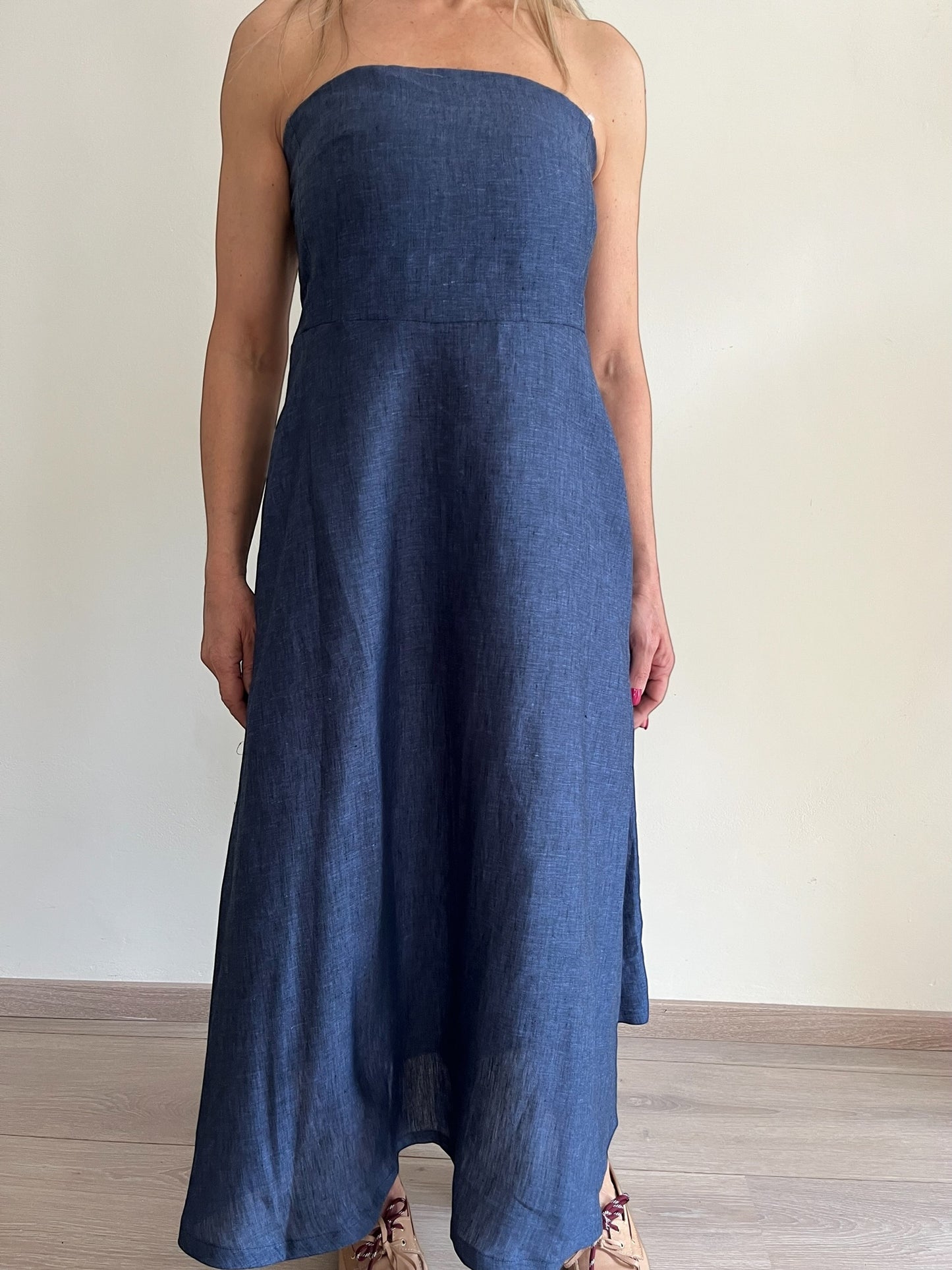 Abito con punto smock dietro art. BLUE CENTOLINO