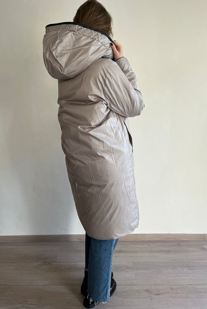 Piumino lungo con cappuccio reversibile art. S130YBEY39206 Lola by SANDRO FERRONE