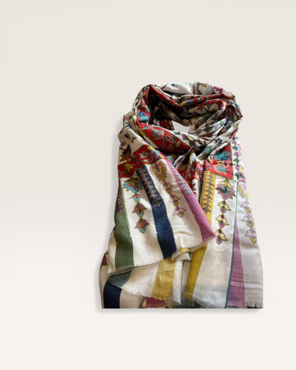 Sciarpa fantasia ricamata 100% CACHEMIRE