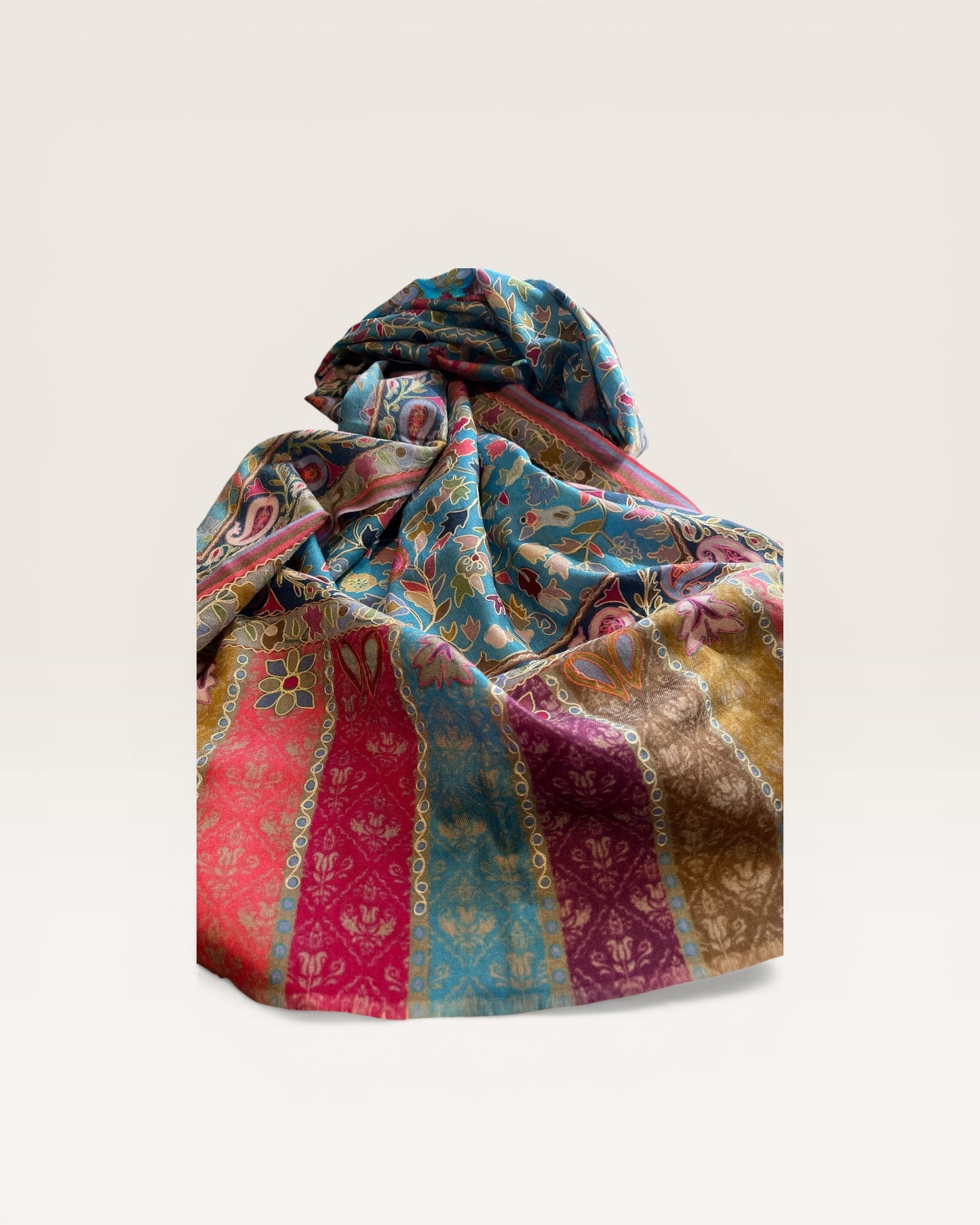 Sciarpa fantasia ricamata 100% CACHEMIRE