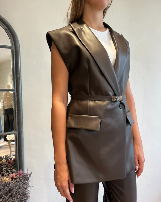 Gilet ecopelle con cintura art. LC95KGJC IMPERIAL