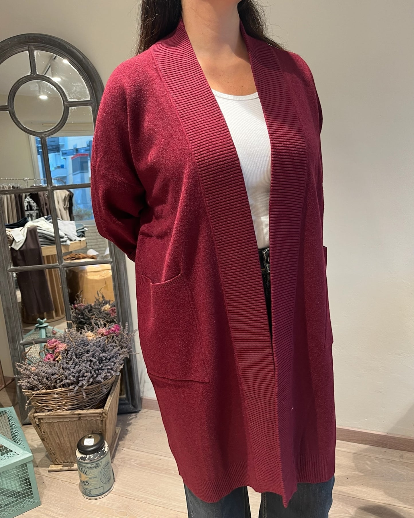 Cardigan lungo con manica 3/4 e tasca art.al0771 CHEAP&CHIC