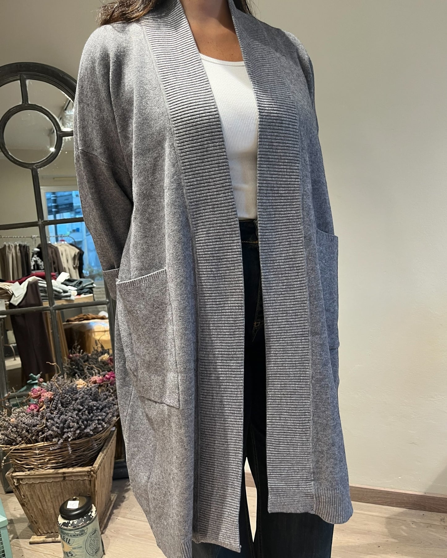 Cardigan lungo con manica 3/4 e tasca art.al0771 CHEAP&CHIC