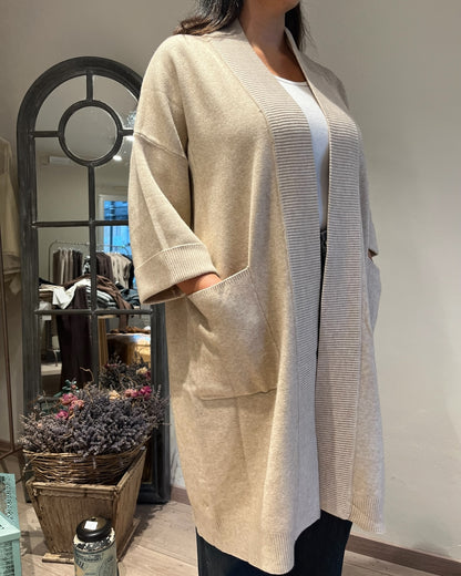 Cardigan lungo con manica 3/4 e tasca art.al0771 CHEAP&CHIC