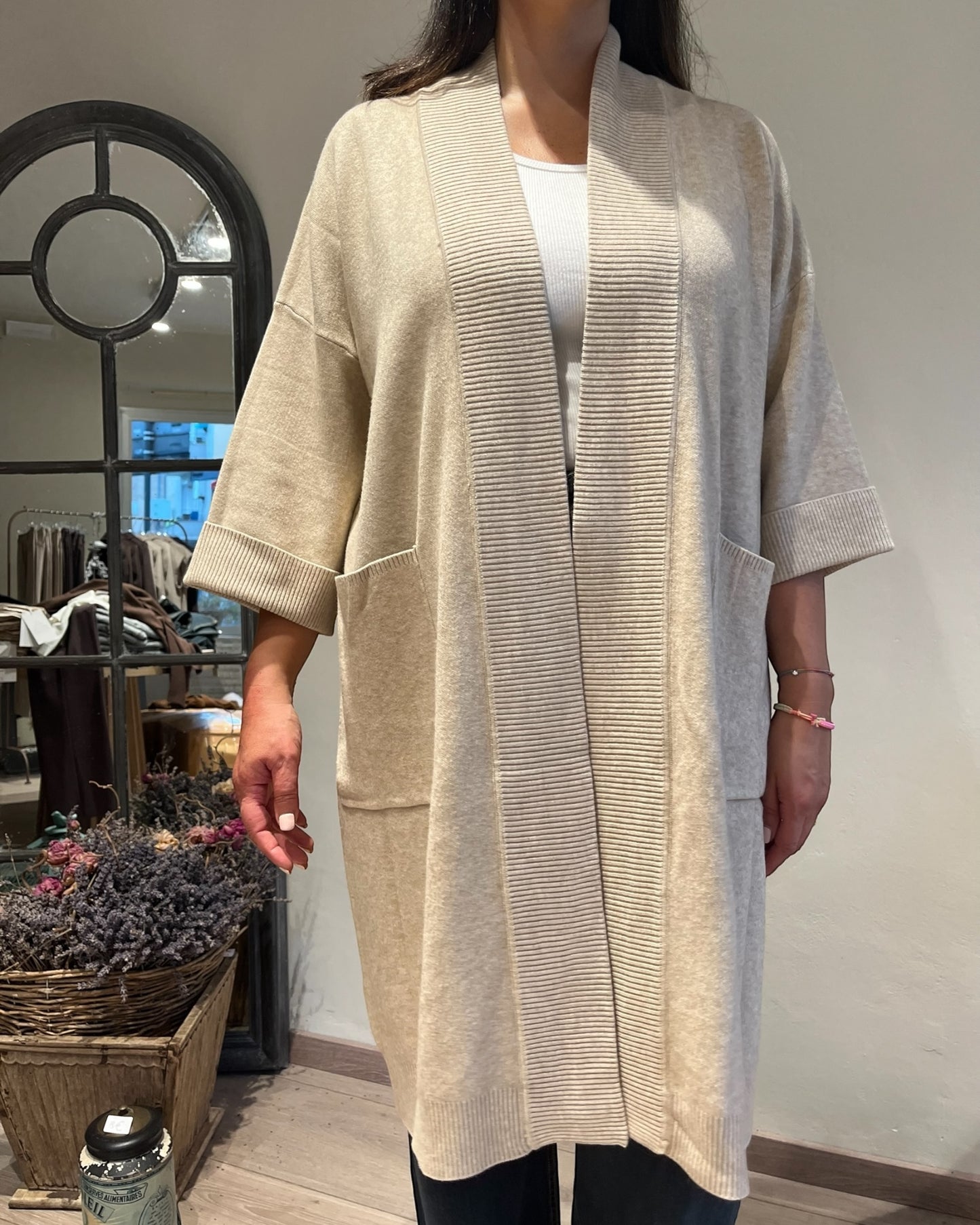 Cardigan lungo con manica 3/4 e tasca art.al0771 CHEAP&CHIC