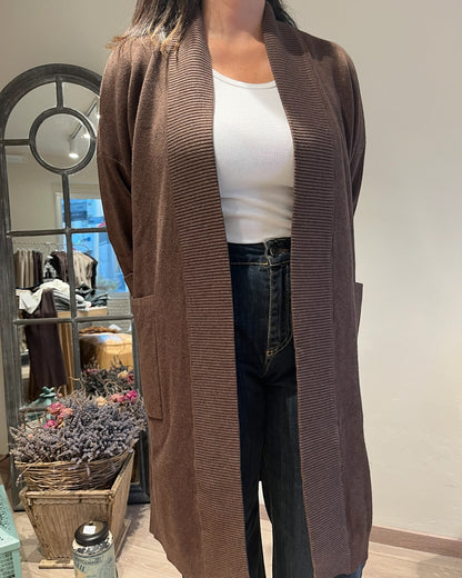 Cardigan lungo con manica 3/4 e tasca art.al0771 CHEAP&CHIC