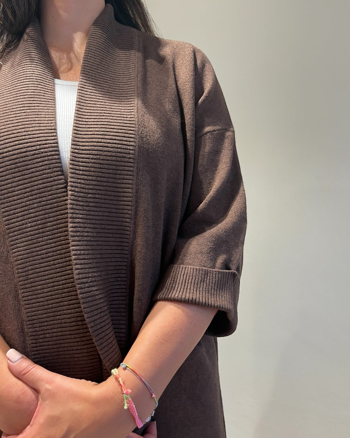 Cardigan lungo con manica 3/4 e tasca art.al0771 CHEAP&CHIC