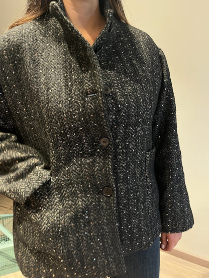 Cappa in tessuto diagonale paillettes art. L15YBF BRUNA Lola by Sandro FERRONE