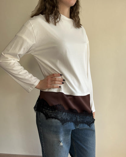 T-shirt manica lunga + raso e pizzo art. FW250098 TENSIONE IN