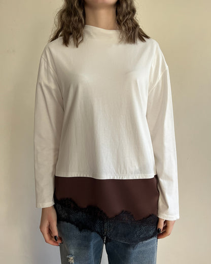 T-shirt manica lunga + raso e pizzo art. FW250098 TENSIONE IN