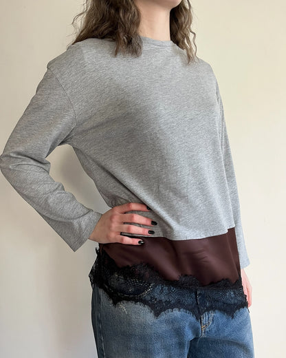 T-shirt manica lunga + raso e pizzo art. FW250098 TENSIONE IN