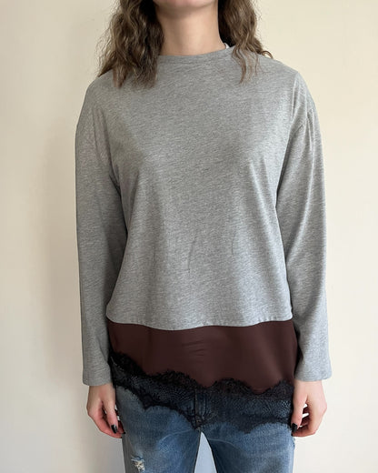 T-shirt manica lunga + raso e pizzo art. FW250098 TENSIONE IN