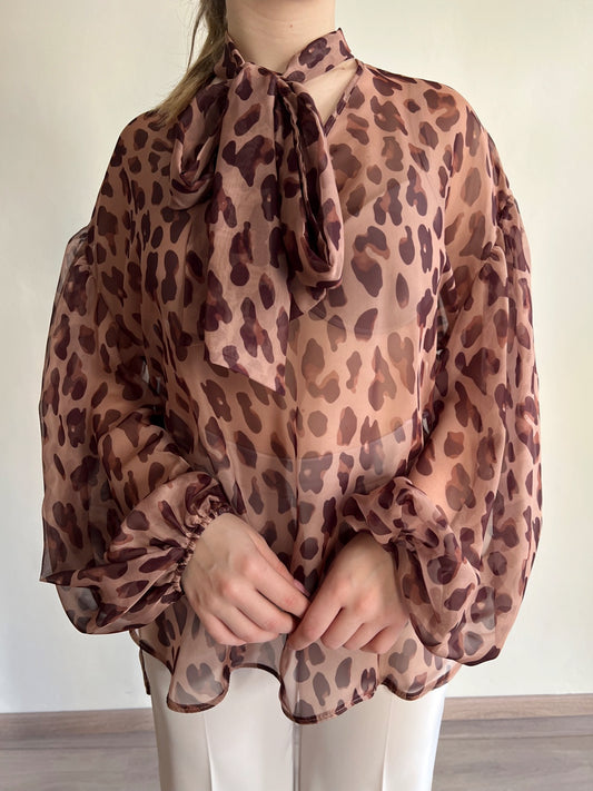 Blusa animalier con fiocco art. CMR8JFK IMPERIAL