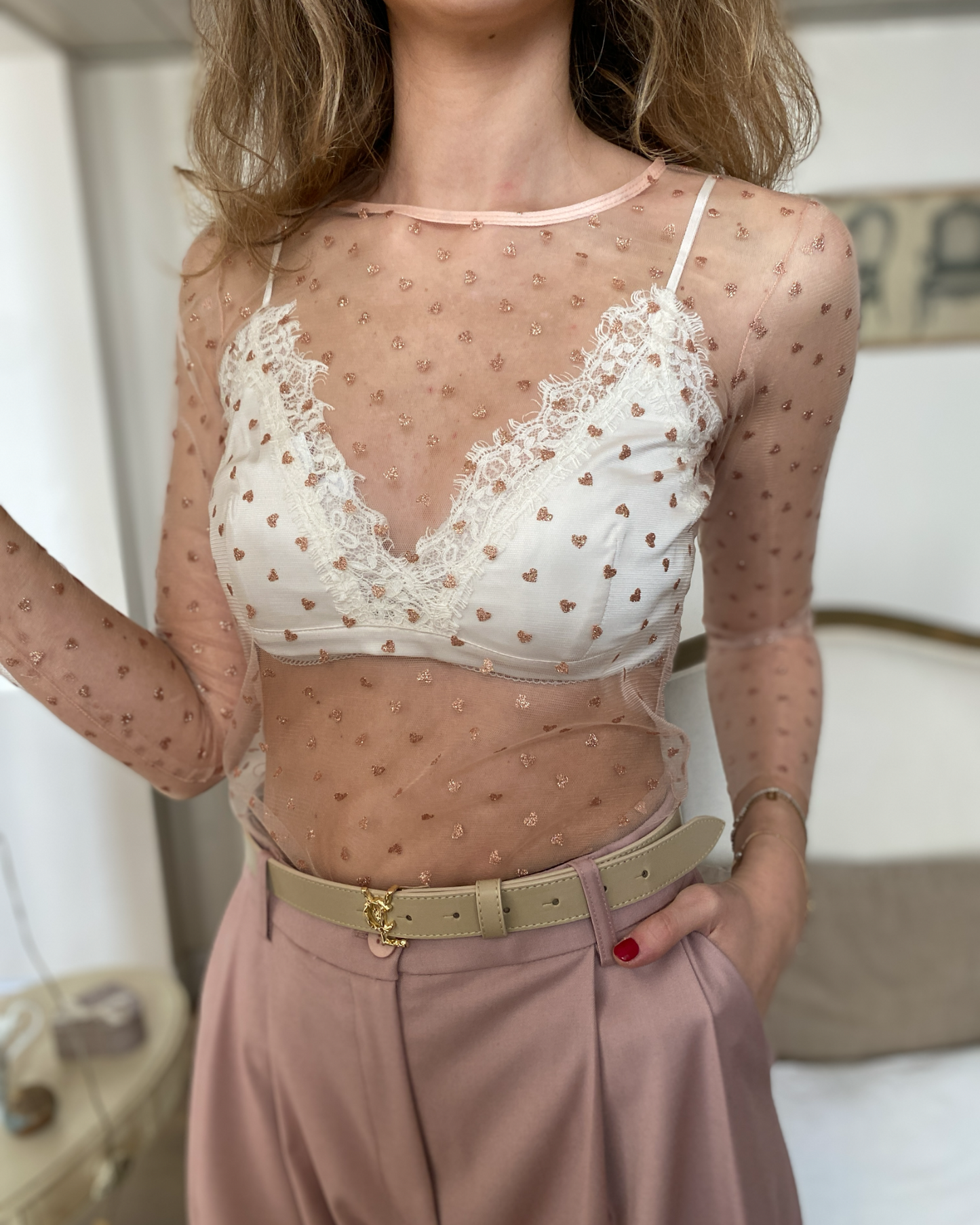 Maglia cuori effetto trasparenza art. M9990068Q  IMPERIAL