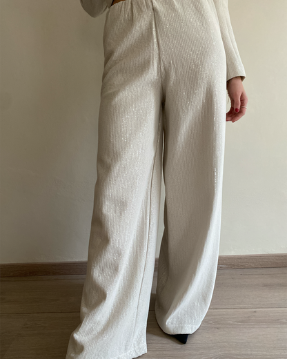 Pantalone palazzo con paillettes ricoperte art. W23P643  TENSIONE IN