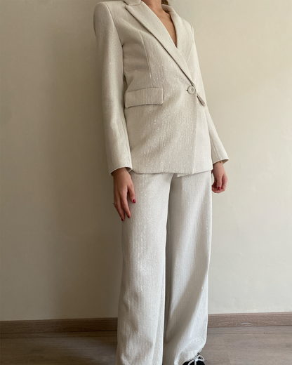 Pantalone palazzo con paillettes ricoperte art. W23P643  TENSIONE IN