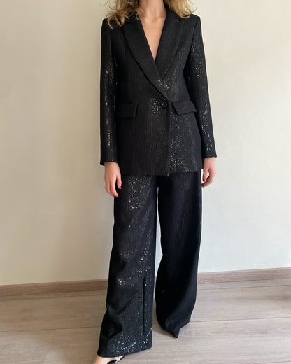 Pantalone palazzo con paillettes ricoperte art. W23P643  TENSIONE IN