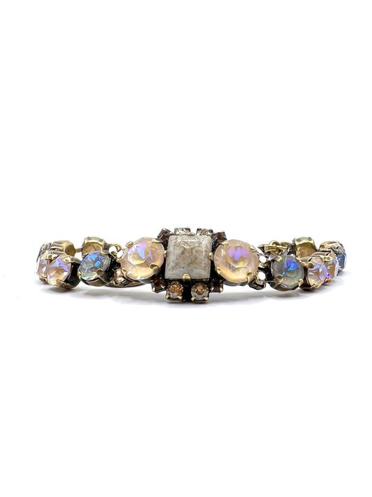 Bracciale con cristalli iridescenti e pietra centrale opalina DIMITRIADIS