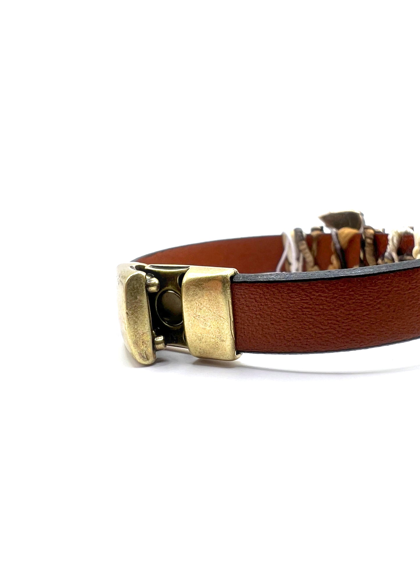 Bracciale in pelle con cristalli iridescenti e chiusura magnetica DIMITRIADIS