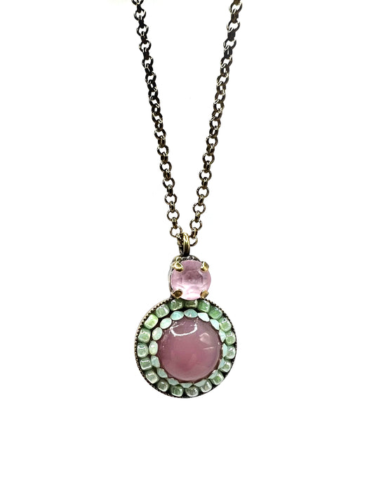 Collana con ciondolo rosa e verde DIMITRIADIS