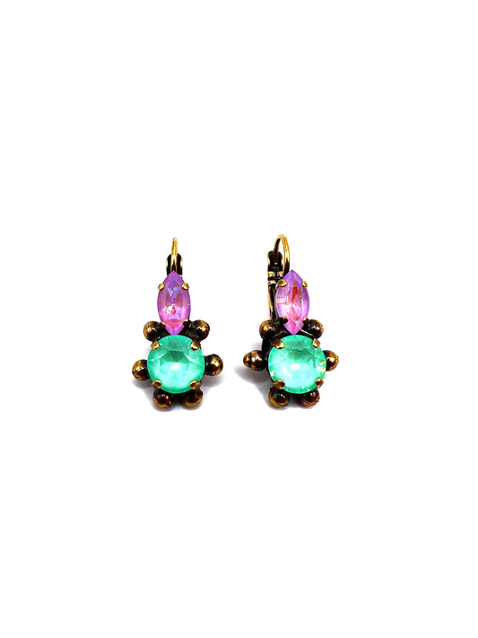 Orecchini con cristallo verde e marquise rosa DIMITRIADIS