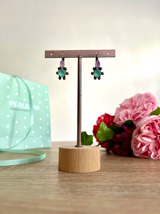 Orecchini con cristallo verde e marquise rosa DIMITRIADIS