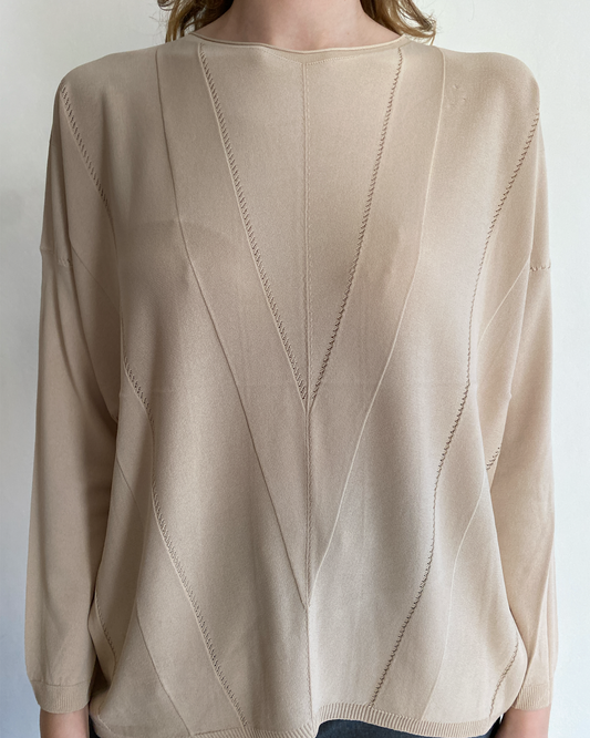 Maglia girocollo con ricamo a V e manica 3/4  art. AL0705  CHEAP&CHIC