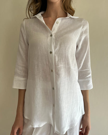 Camicia in lino manica 3/4 art. Giulia CENTO LINO